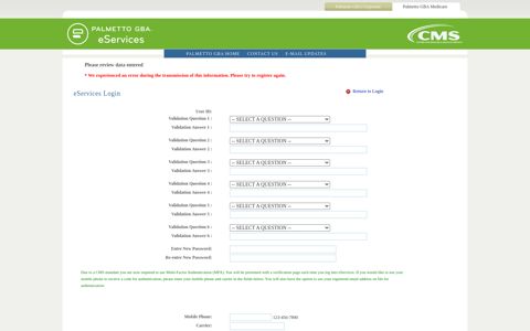 eServices Login - Welcome to Palmetto GBA eServices