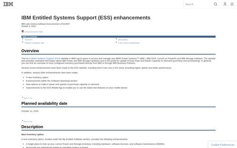 IBM Entitled Systems Support (ESS) enhancements