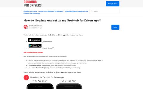 How do I log into and set up my Grubhub for Drivers app ...