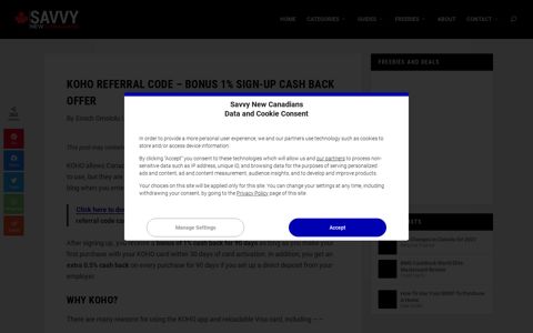 KOHO Referral Code – Bonus 1% Sign-Up Cash Back Offer