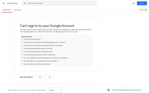 Can't sign in to your Google Account - Gmail Help