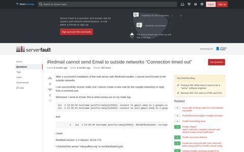 iRedmail cannot send Email to outside networks "Connection ...
