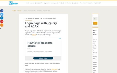 Login page with jQuery and AJAX - Makitweb