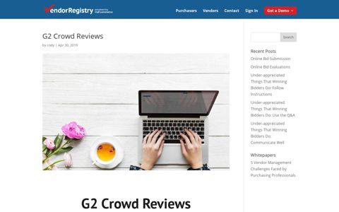 G2 Crowd Reviews - Vendor Registry