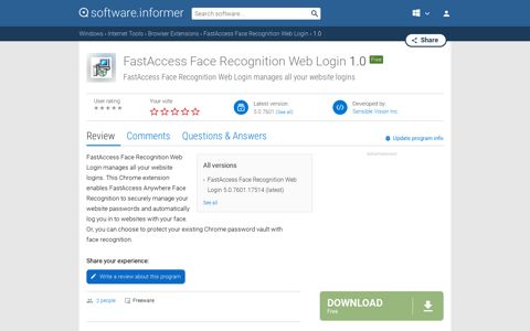 FastAccess Face Recognition Web Login 1.0 Download (Free)