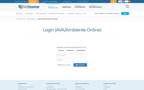 Login (AVA/Ambiente Online) - UniCesumar