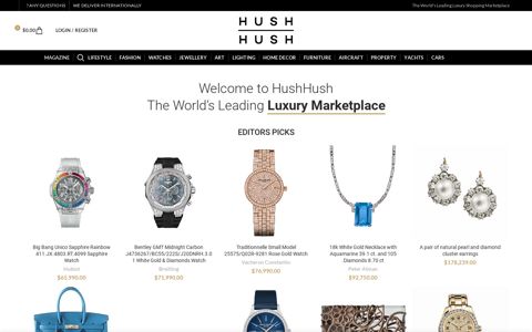 HushHush.com: Luxury Shopping Marketplace, Millionare Shop