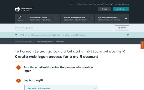 Create web logon access for a myIR account - Inland Revenue