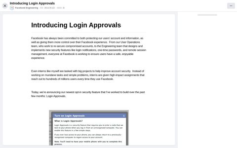 Introducing Login Approvals - Facebook