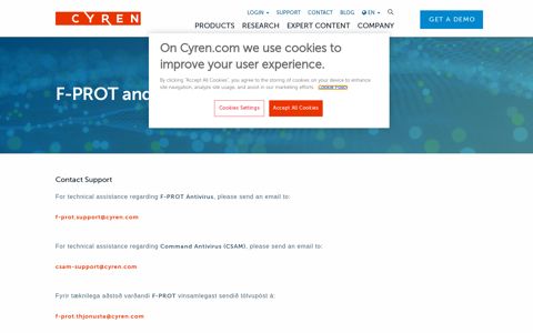 Cyren Support Portal - F-PROT & CSAM Support Overview