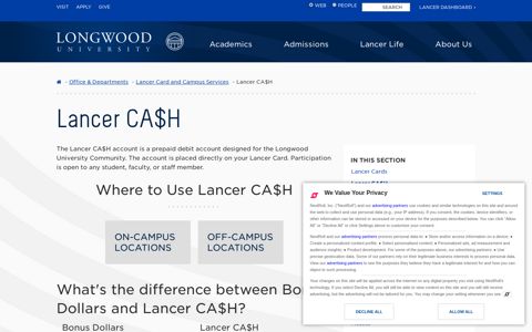 Lancer CA$H - Longwood University