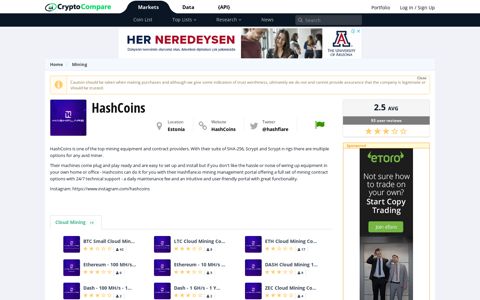 Hashcoins Company Profile and Product list | CryptoCompare ...