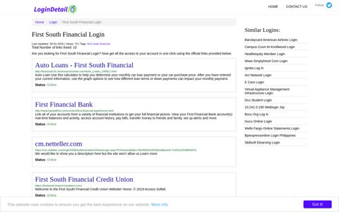 First South Financial Login - LoginDetail