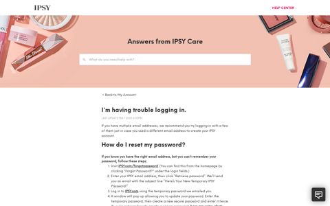 I'm having trouble logging in. - IPSY Help