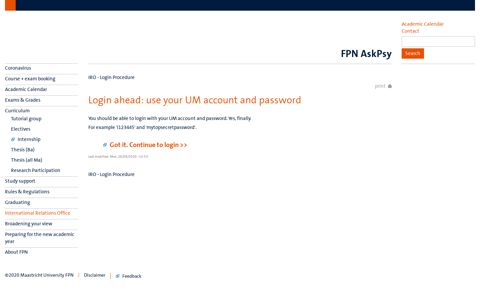 Login ahead: use your UM account and password | FPN AskPsy