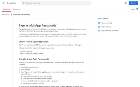 Sign in with App Passwords - Gmail Help - Google Support