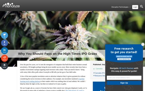 Why You Should Pass on the High Times IPO Grass - Nanalyze