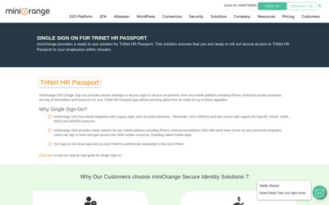 Single Sign On(SSO) solution for TriNet HR Passport ...