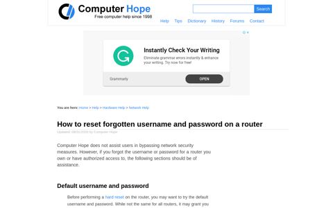 How to reset forgotten username and password on a router