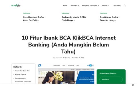 10 Fitur ibank BCA KlikBCA Internet Banking (Anda Mungkin ...