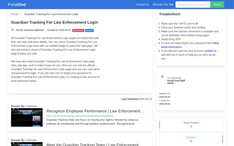 Guardian Tracking For Law Enforcement Login Page