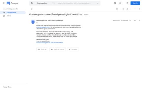Onsvoorgeslacht.com | Portal genealogie (10-03-2010) - Google ...
