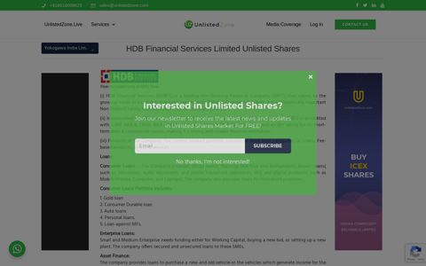 Buy Sell HDB Financial Services - HDB Finance Unlisted ...