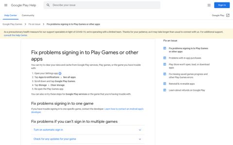 Fix problems signing in to Play Games or other apps - Google ...