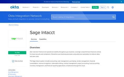 Sage Intacct | Okta