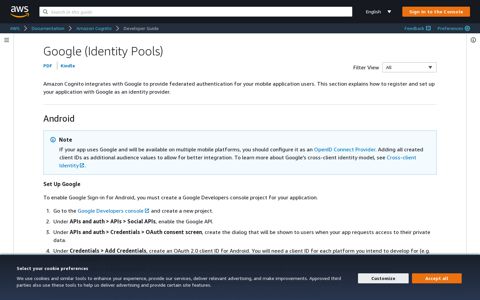 Google (Identity Pools) - Amazon Cognito - AWS Documentation