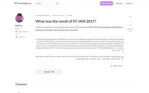 What was the result of IIT JAM 2017? - CareerVillage