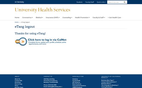 eTang logout | University Health Services - Tang Center