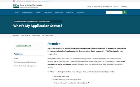 What's My Application Status? | USDA-FNS