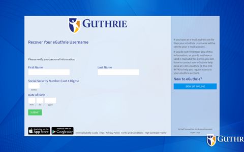 Login Recovery Page - eGuthrie
