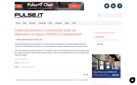 Intelerad launches Connectivity Suite as alternative ... - Pulse+IT