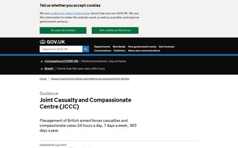 Joint Casualty and Compassionate Centre (JCCC) - GOV.UK