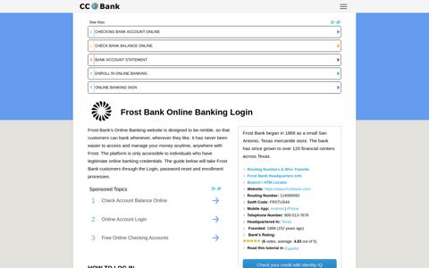 Frost Bank Online Banking Login - CC Bank