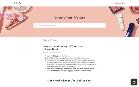 How do I update my IPSY account information? - IPSY Help