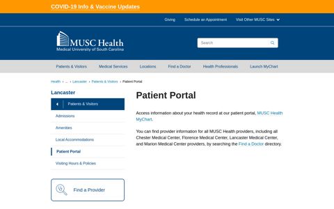 The MUSC Lancaster Patient Portal | MUSC Health ...