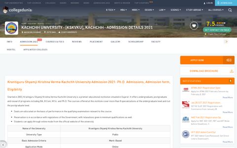 Kachchh University - [KSKVKU], Kachchh - Admissions 2021 ...
