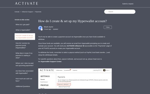 How do I create & set up my Hyperwallet account? – Activate