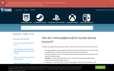 How do I unlink platforms from my Epic Games Account ...