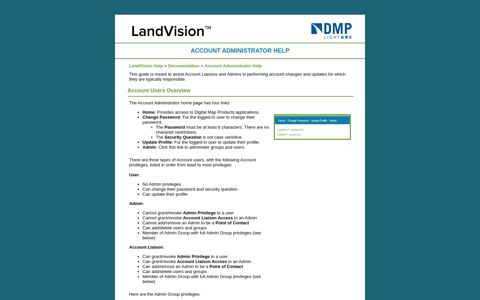 LandVision | Account Administrator Help - Digital Map Products