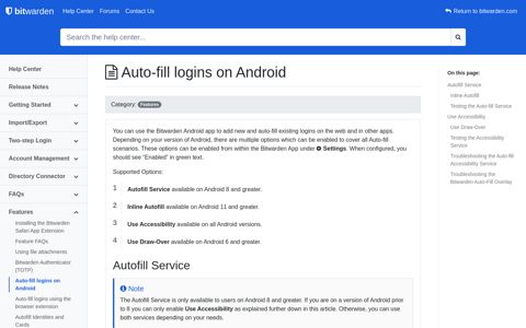 Auto-fill logins on Android | Bitwarden Help & Support