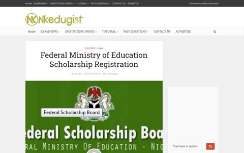 Federal Ministry of Education Scholarship Registration