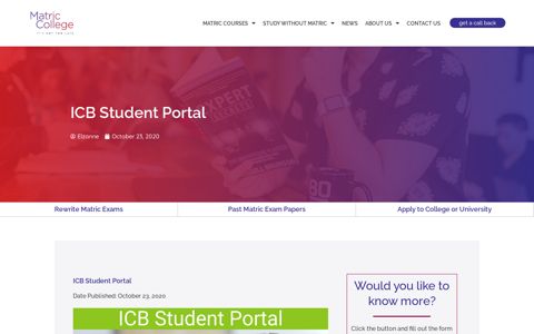 ICB Student Portal - Matric College