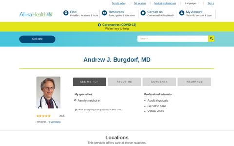 Andrew Burgdorf MD | Family Doctor | Buffalo MN | Allina Health