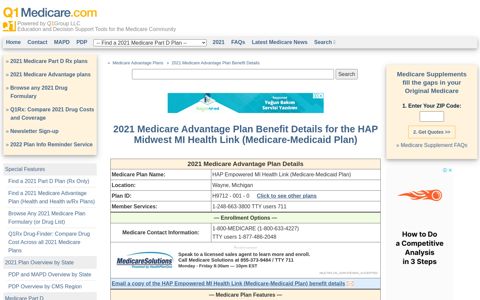 2021 HAP Midwest MI Health Link (Medicare-Medicaid Plan ...