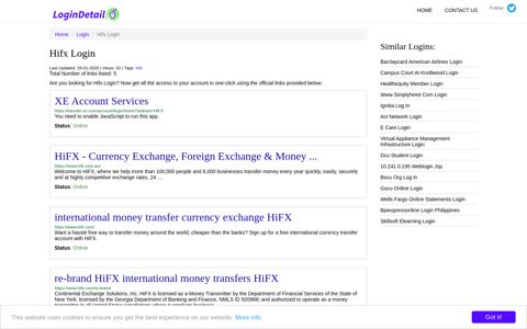 Hifx Login XE Account Services - https://transfer.xe.com ...