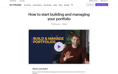 How to start building and managing your portfolio - Etrade